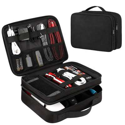 Electronic Parts Organizer Cable Storage Bag Tool Bag Double Layer Portable USB Data Storage Cable Bag