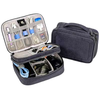 Double Layer Travel Cable Cord Wire Bag Electronics Travel Gear Organizer