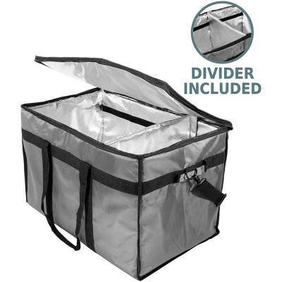 Factory Made Heavy Duty 1680D Silver Gray Restaurant Insulated Food Delivery Carrier Bag