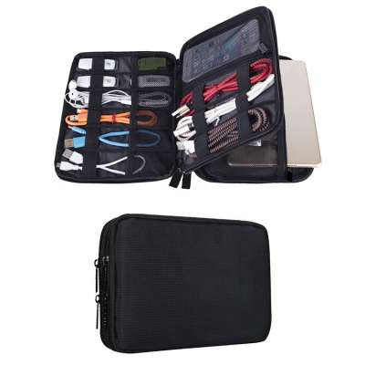 Waterproof Cable Accessory Bag Double Layer Travel Gadget Organizer